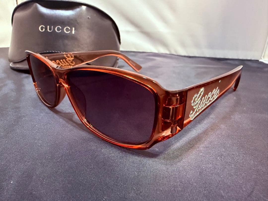 GUCCIレッドクリスタル×スワロフスキーラインストーン サングラス眼鏡メガネ