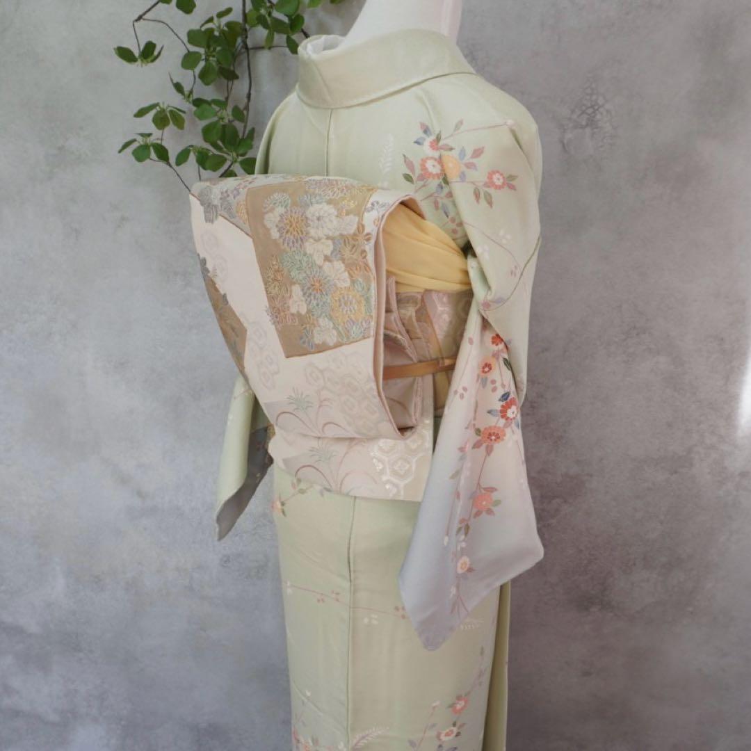 訪問着フルセット　259 正絹　入学式　お宮参【訪問着、袋帯、帯締め、帯揚げ】