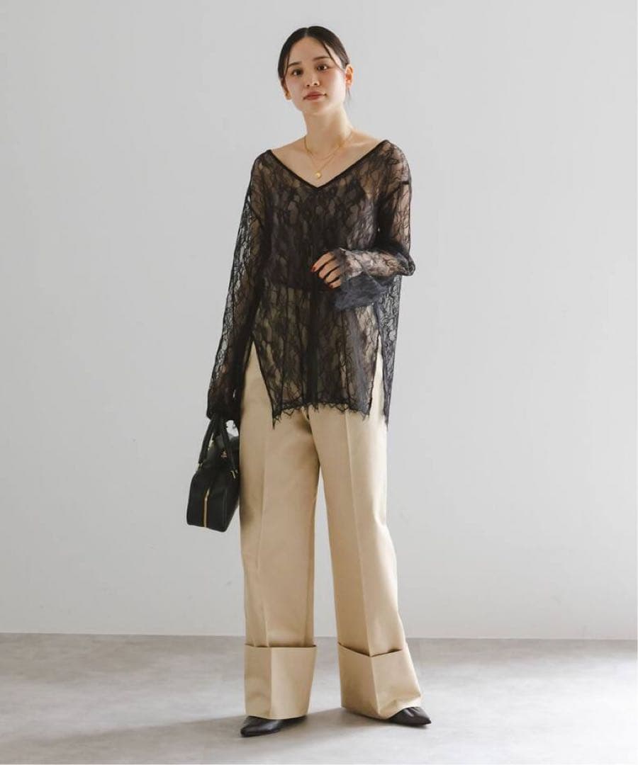 NOBLE サラサシアーレースブラウス　黒　新品同様！