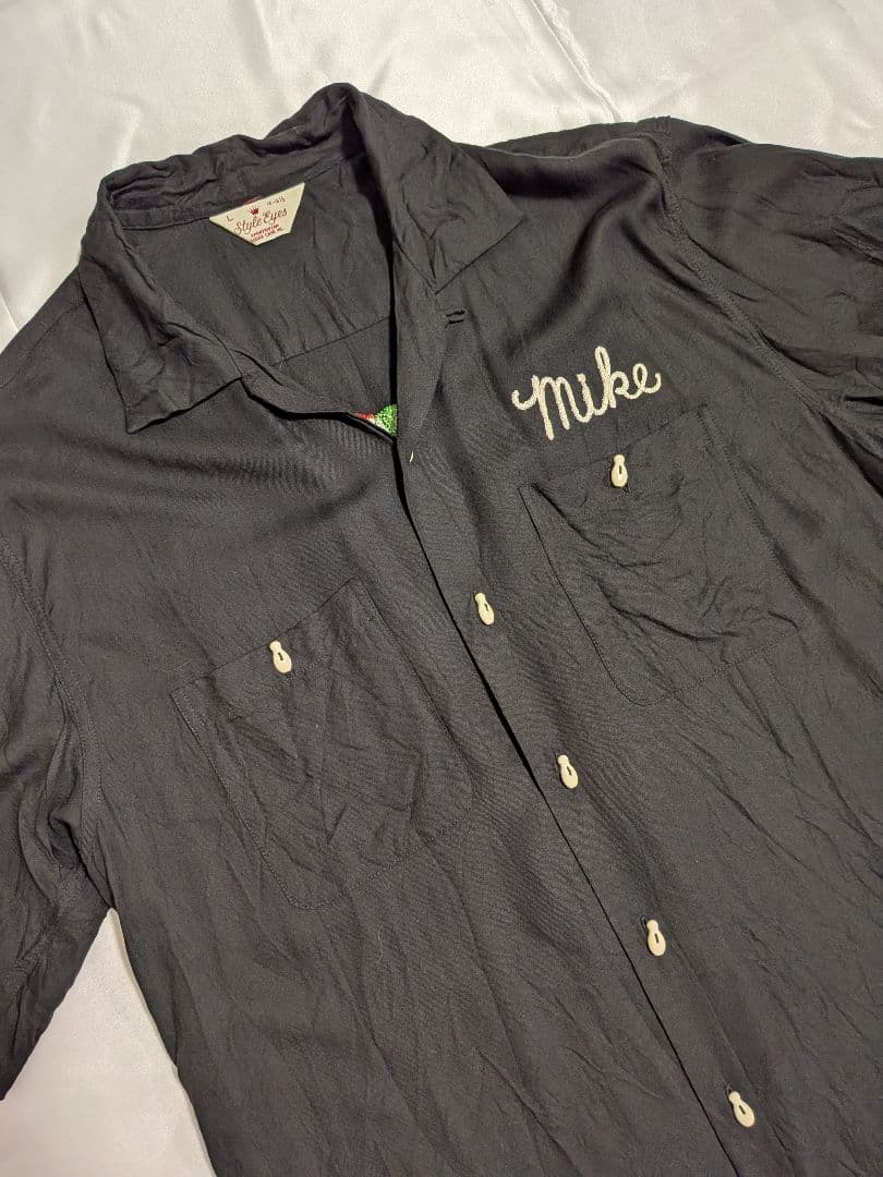 スタイルアイズ　ボウリングシャツ　ビンテージ 黒 L