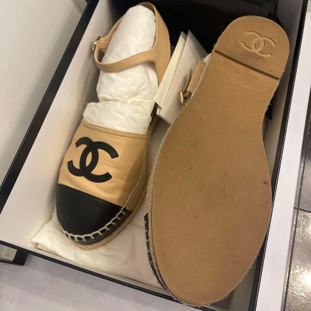 CHANEL エスパドリーユ ベージュ/黒