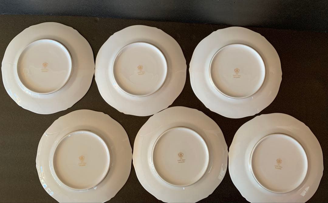 希少品　大倉陶園　花園　プレミアムブルー　ケーキ皿　6枚セット