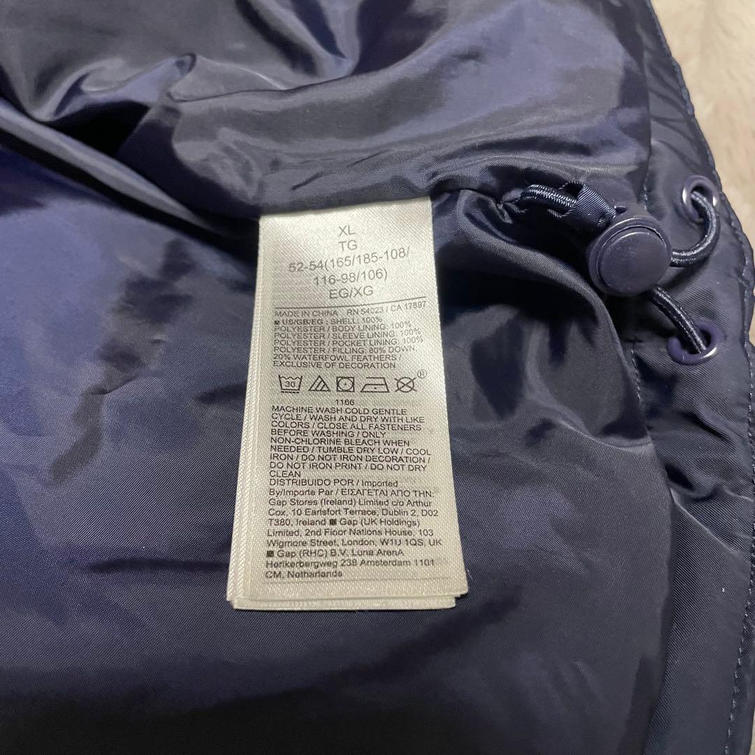 ☆美品☆Gap ネイビー ダウンジャケット ロゴ入り　XL