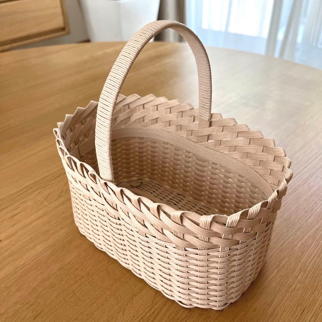 ♡ ハンドメイド♡バスケット(小) クラフトバンド♡ムースピンク♡