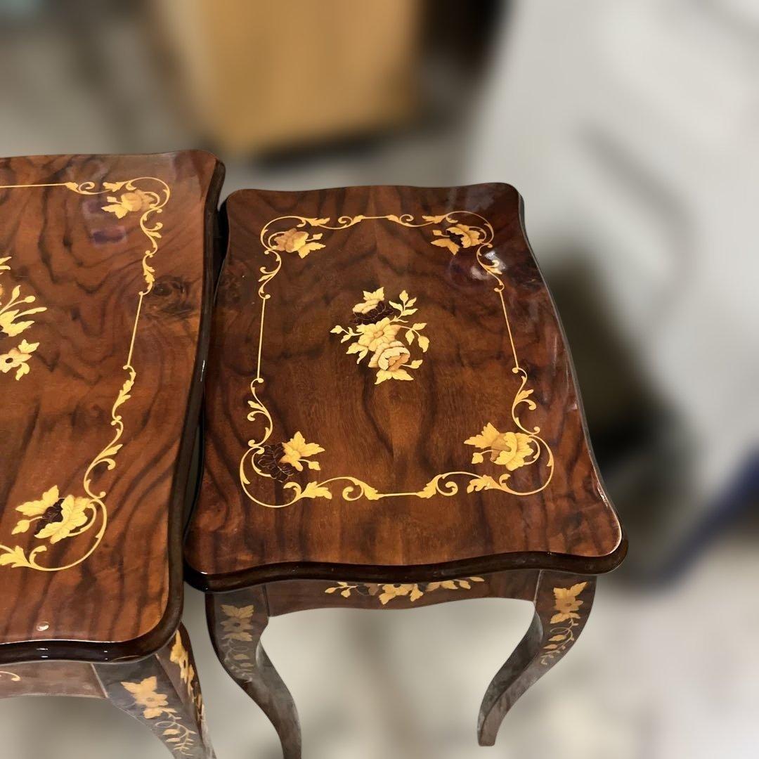 【英アンティーク調】◇ネストテーブル◆象嵌◇猫足◆ヨーロピアン