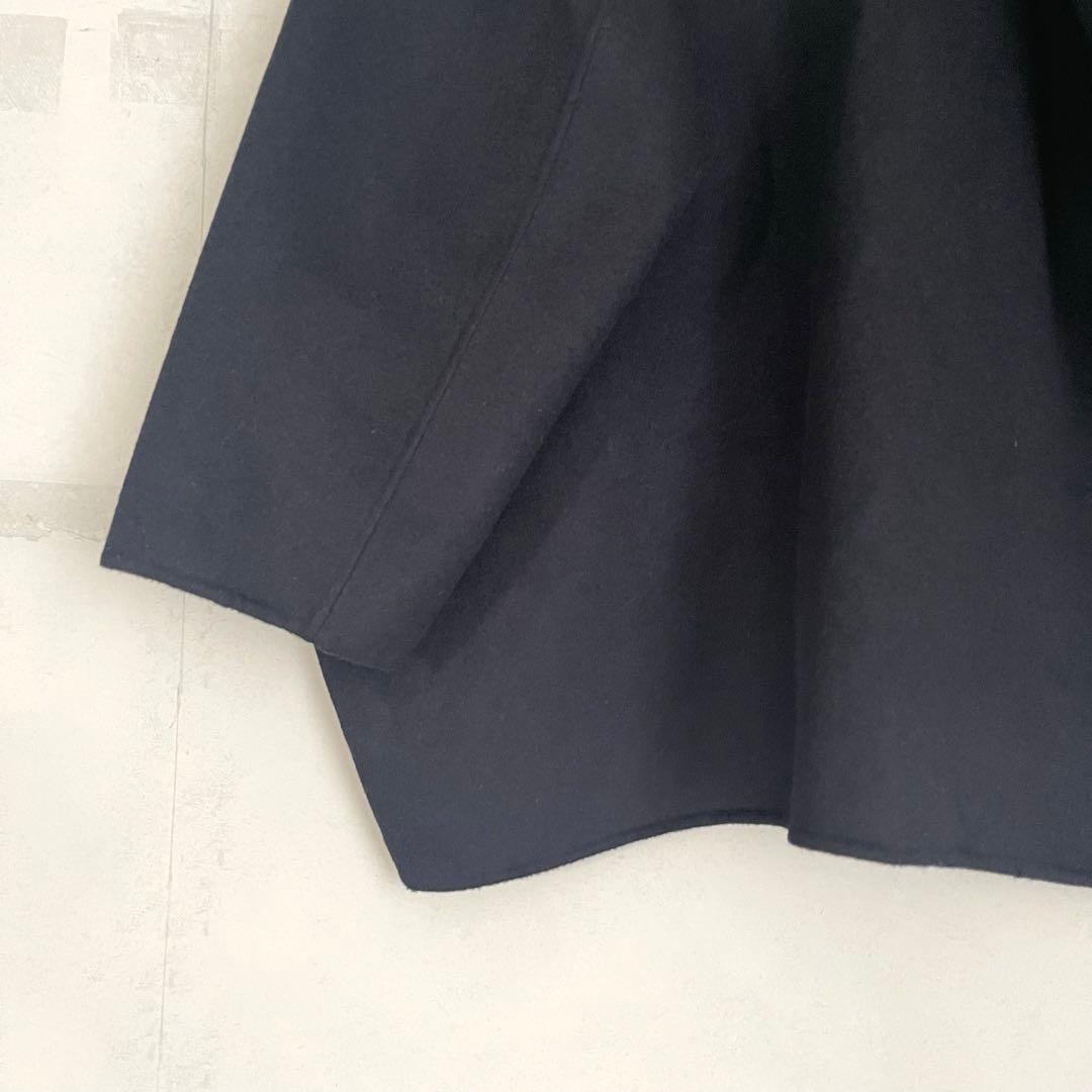 【美品】かぐれ　kagure ウールステンカラーショートコート　ネイビー