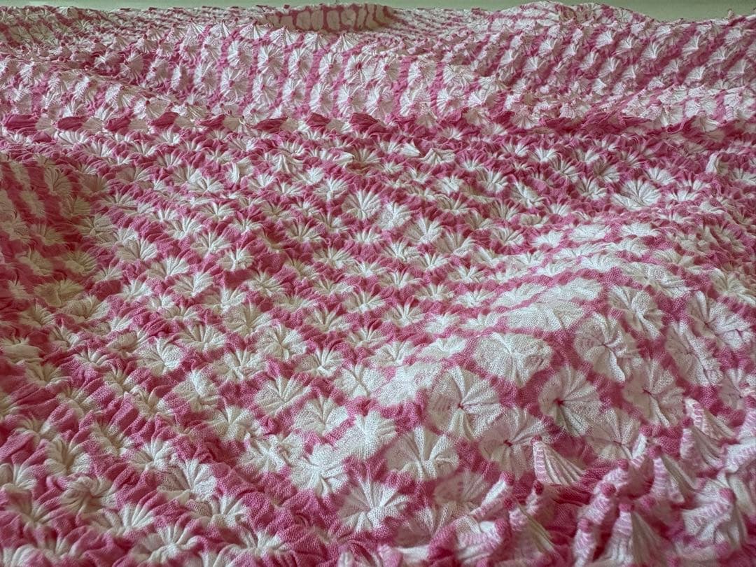 有松絞り　反物　レア色　ピンク