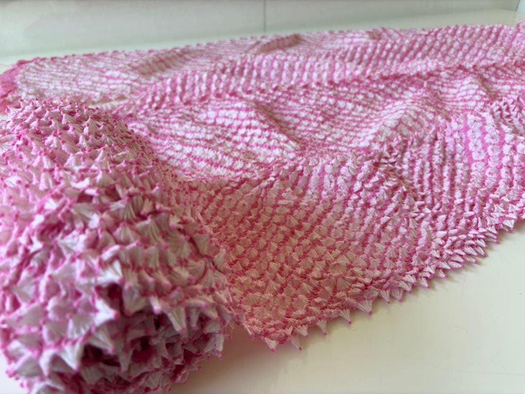 有松絞り　反物　レア色　ピンク