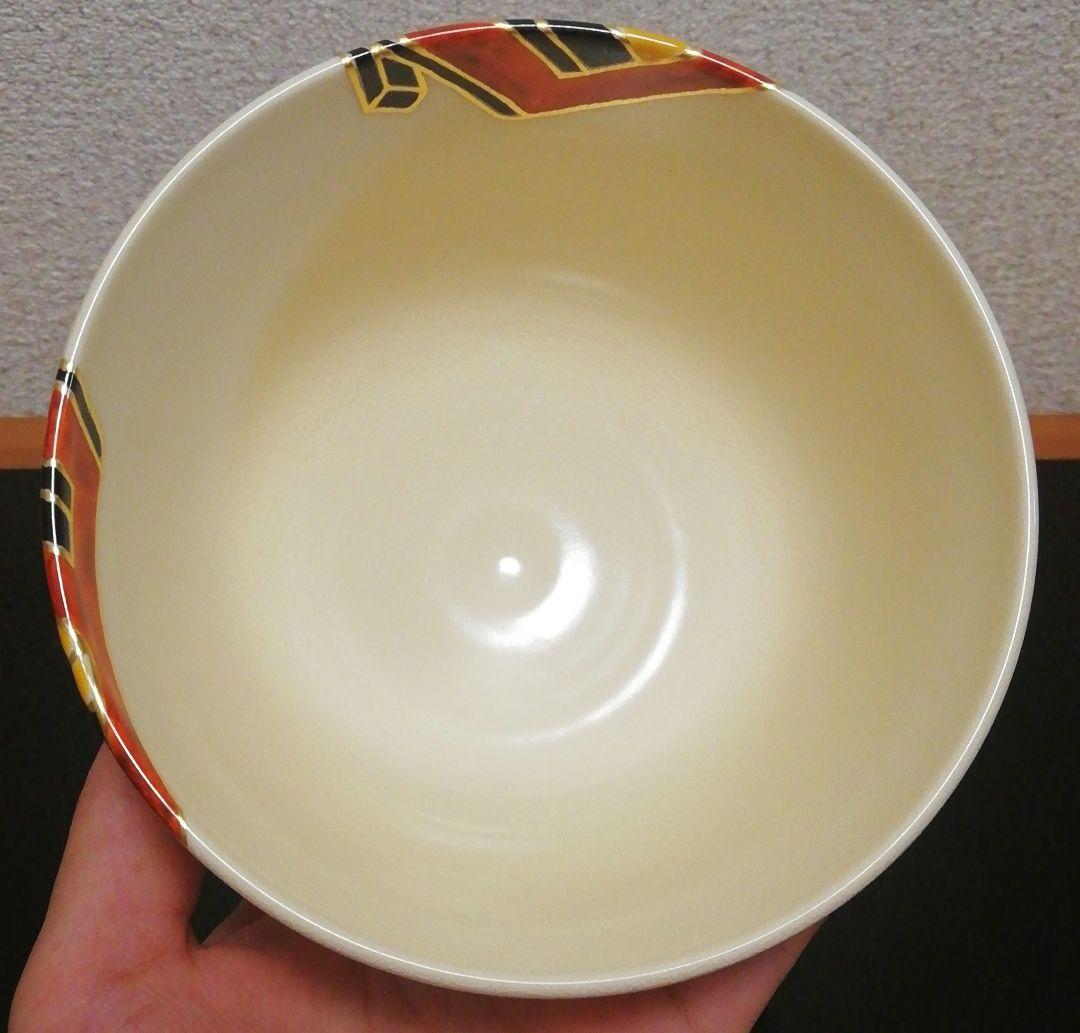 山本閑人作　色絵　よさこい鳴子　京焼　茶碗　共箱　共布　略歴付　茶道具