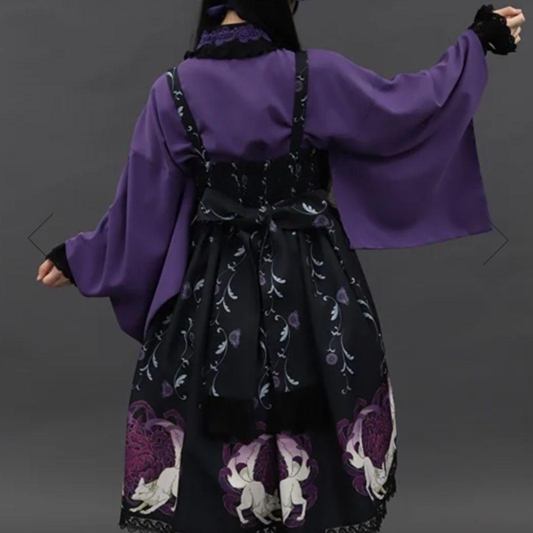 アクシーズ シャルミエール Chalmiere 菊と狐柄 洗える ジャンスカ