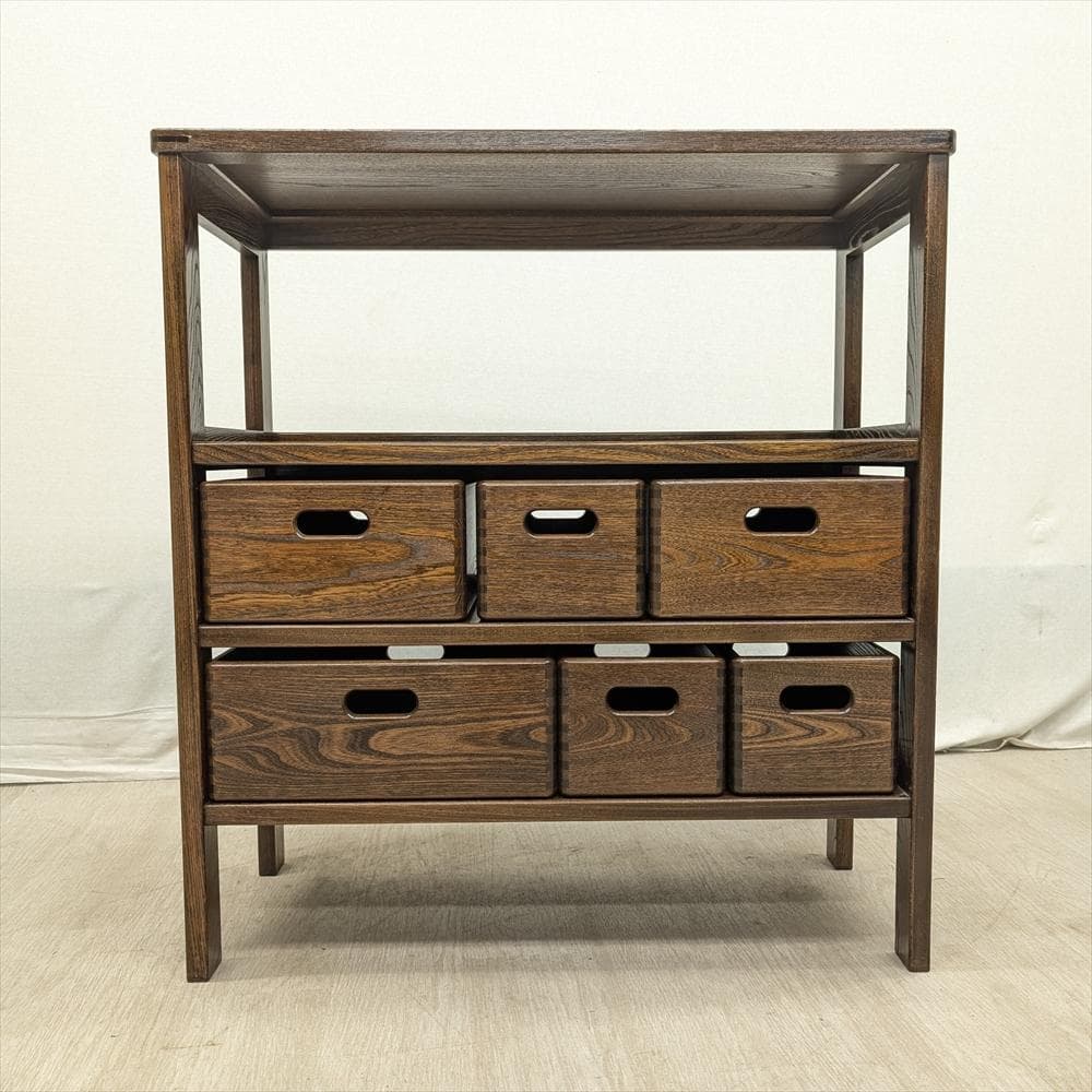 美品　ニレ材　無垢　遊木民　北海道　整理箱　収納棚　オープンラック　キャビネット