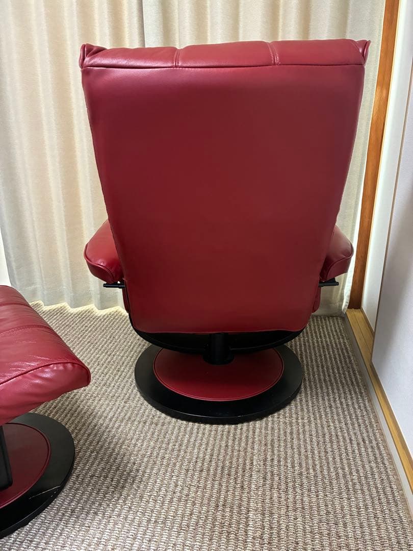 ニトリ リクライニングチェア+オットマン レザー