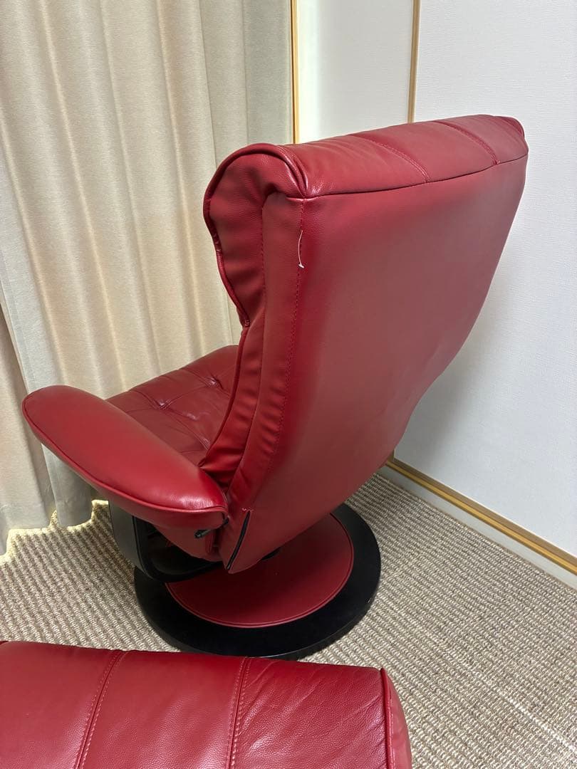 ニトリ リクライニングチェア+オットマン レザー