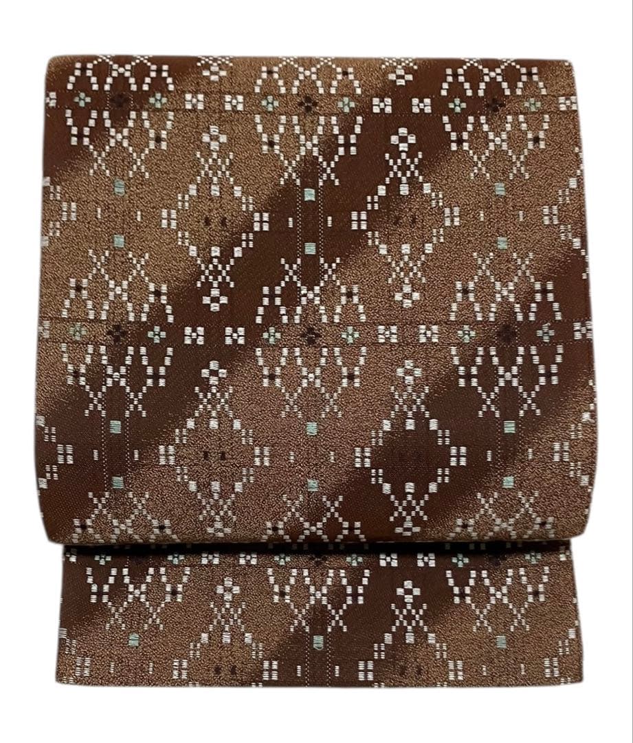 西陣 花織 袋帯 六通柄 正絹 未使用 イ6357