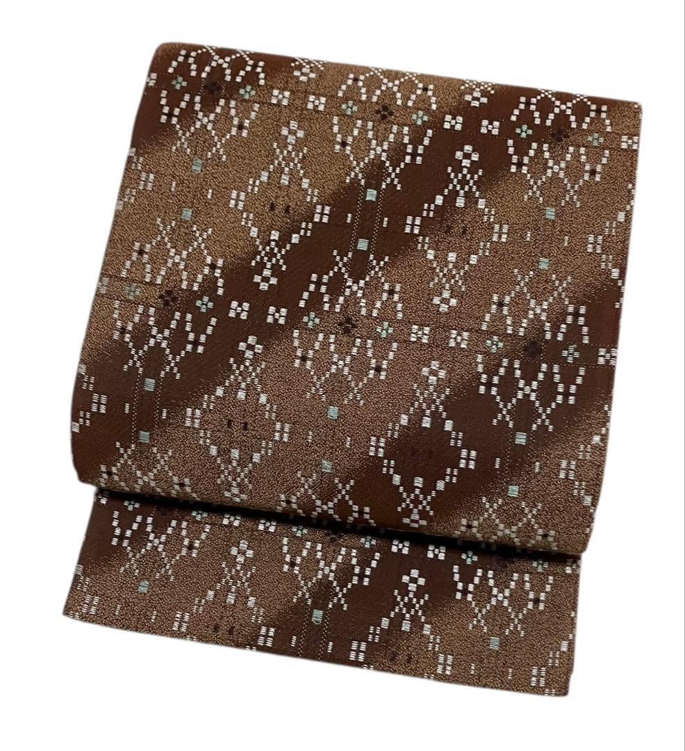 西陣 花織 袋帯 六通柄 正絹 未使用 イ6357