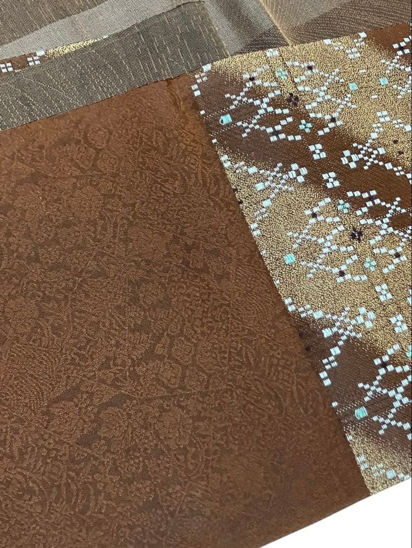 西陣 花織 袋帯 六通柄 正絹 未使用 イ6357