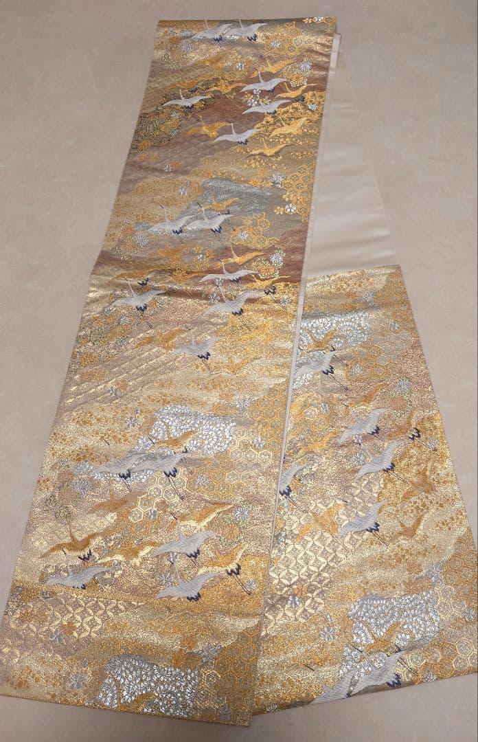 ○高級　袋帯　千羽鶴　フォーマル　正絹　鶴柄　入学式　卒業式　振袖