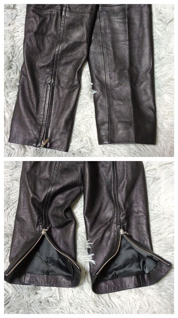 【UNTITLED】ラムレザー ノーカラージャケット☆羊革☆XLサイズ相当