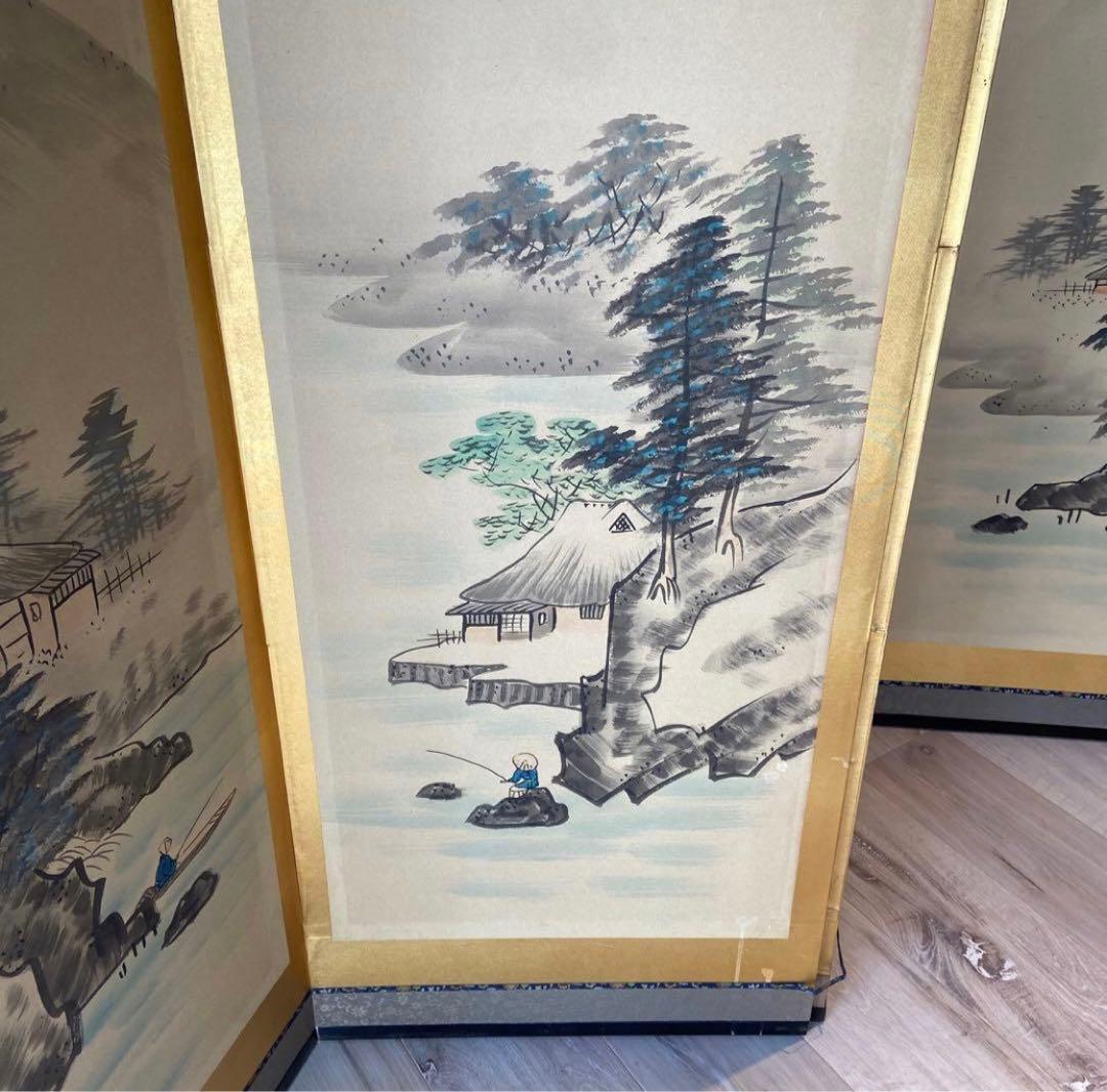 水墨画 山水画風屏風