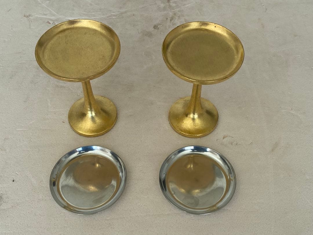 仏具　お供え台　1対　 高さ15.0cm 受け皿10.5cm