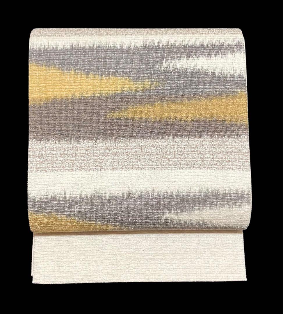 ツーシーズン 袋帯 六通柄 正絹 ぜんまい紬 横段 未使用 イ6345