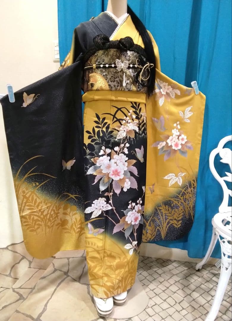 振袖フルセット、正絹振袖成人式、重ね衿、帯揚げ帯締め、西陣袋帯、襦袢