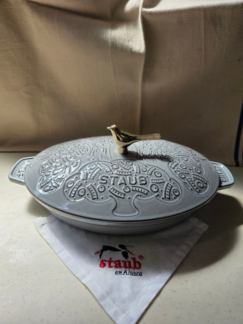 STAUB（ミナ ペルホネン）オーバルホットプレート ２３㎝　グレー