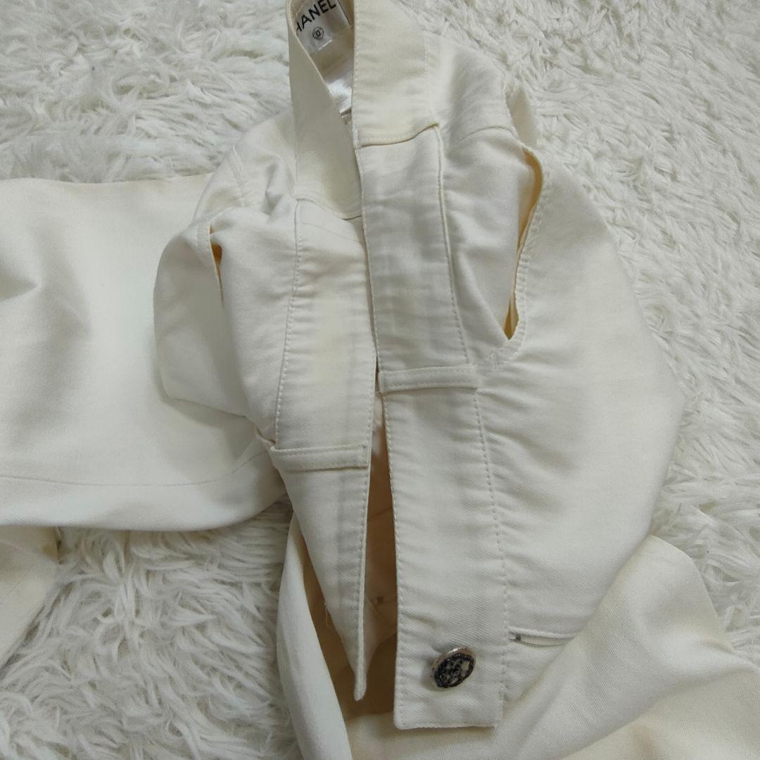 CHANEL チノパン ココマーク ロゴボタン ホワイト系 ストレート 36 S
