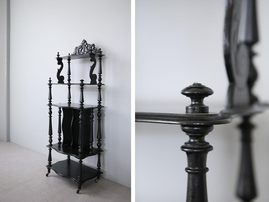 フランスアンティークナポレオン3世様式シェルフ/キャビネット飾り棚(91-235