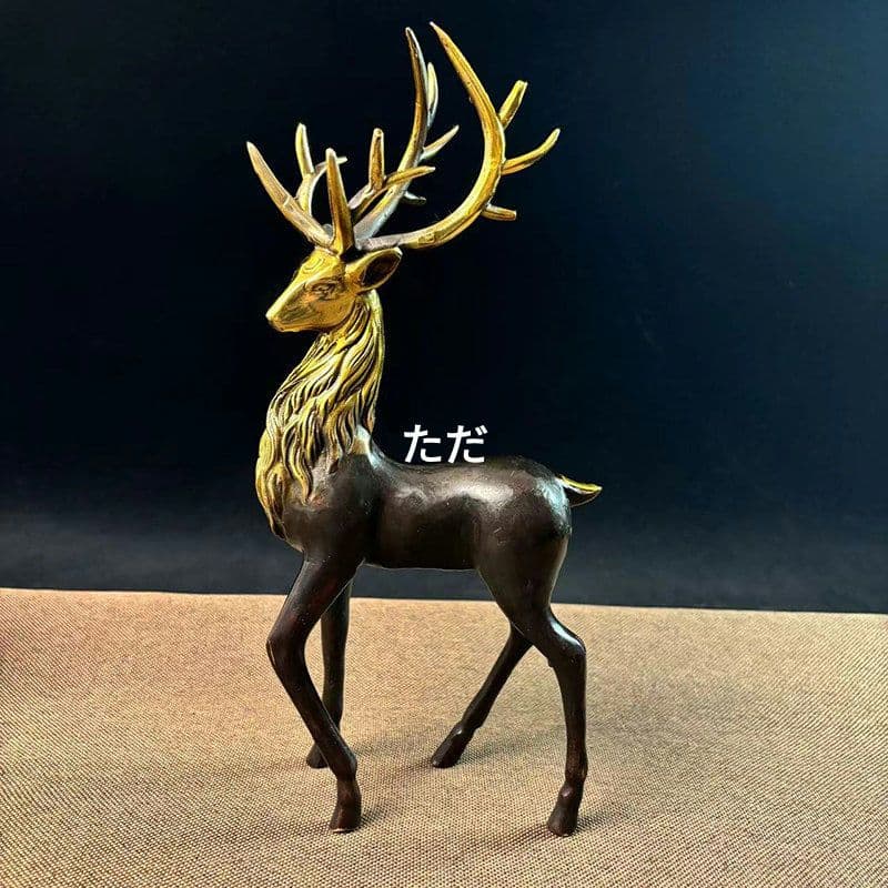 銅器 鹿 応接間 玄関 博古架 机 装飾品 工芸品 置物