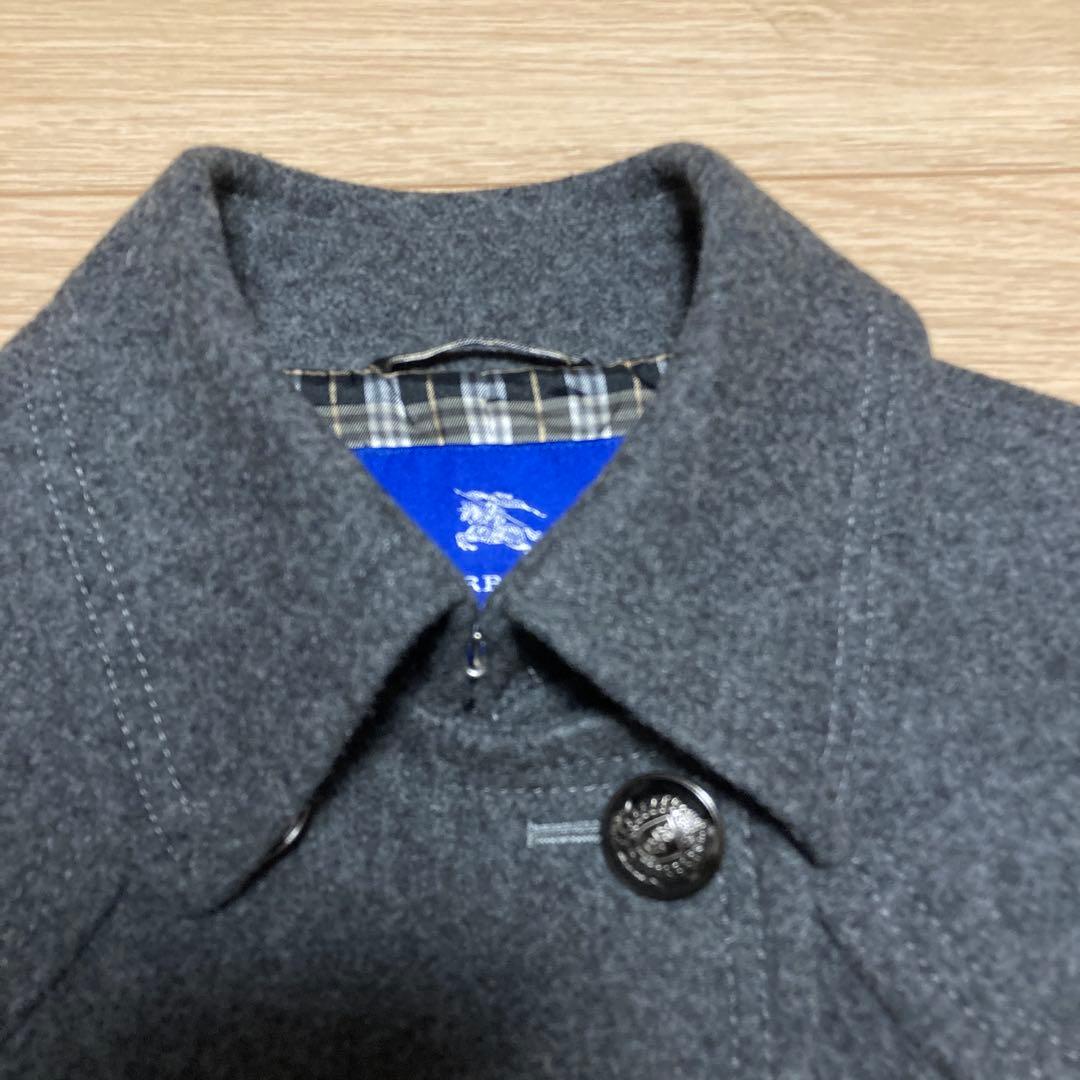 美品　バーバリーブルーレーベル　 Pコート ダブル ノバチェック38 銀ボタン