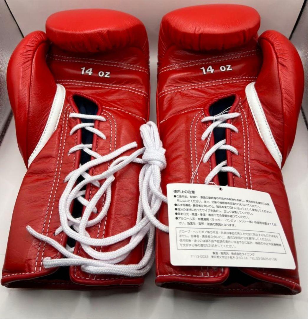 Winning グローブ 14オンス レッド ひも式