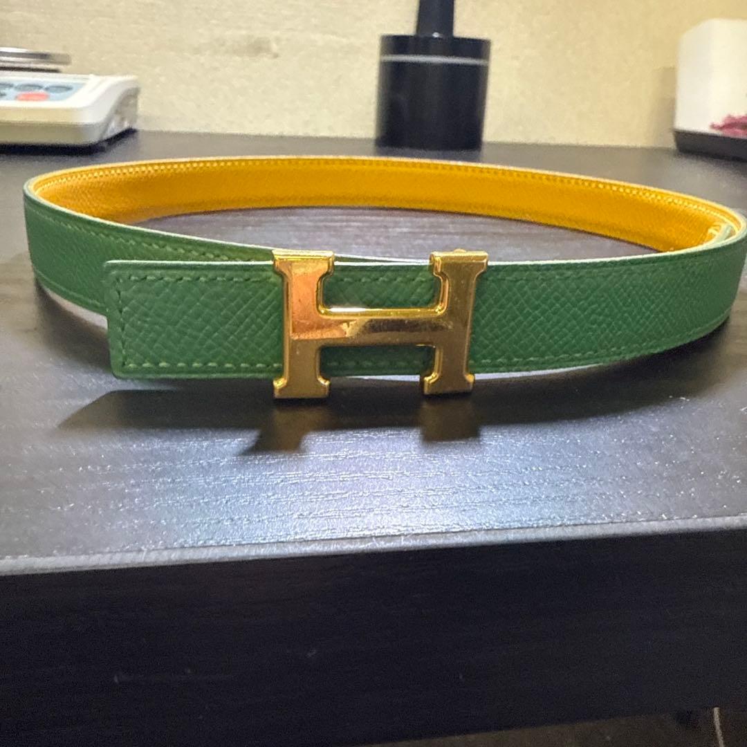 HERMES エルメス　ミニコンスタンスリバーシブルベルト60 ゴールド　美品