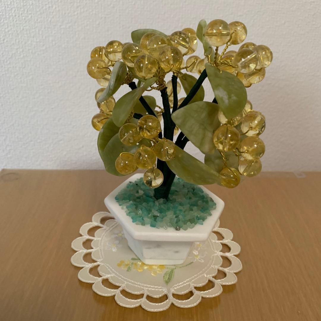 美品・幸石堂〜育てる盆栽〜大金運祈願　黄金色の金柑宝樹置物