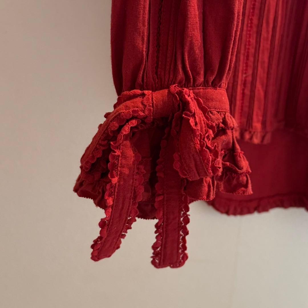 ピンクハウス　 PINK HOUSE 長袖　フリルブラウス　 赤