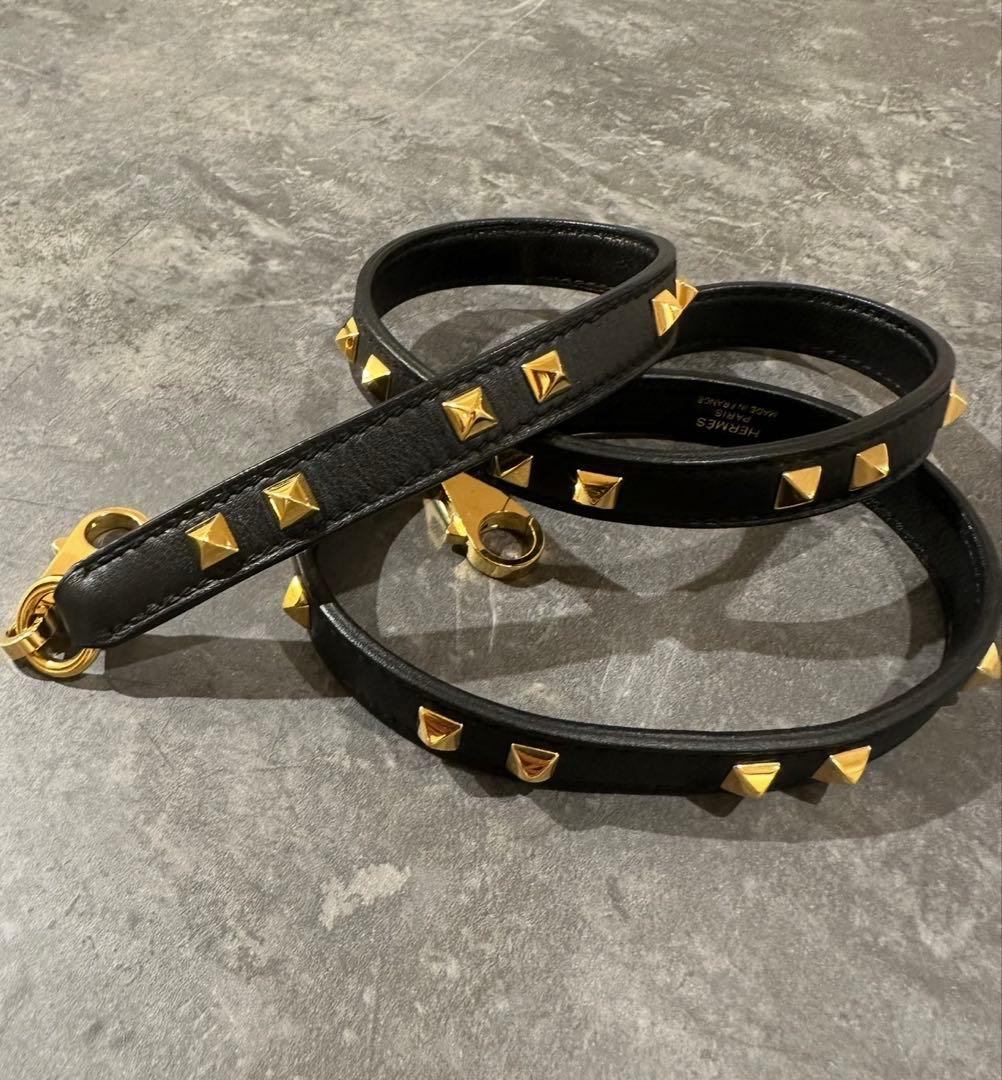 希少HERMESエルメスミニドッグカレバンドリエールスタッズショルダーストラップ