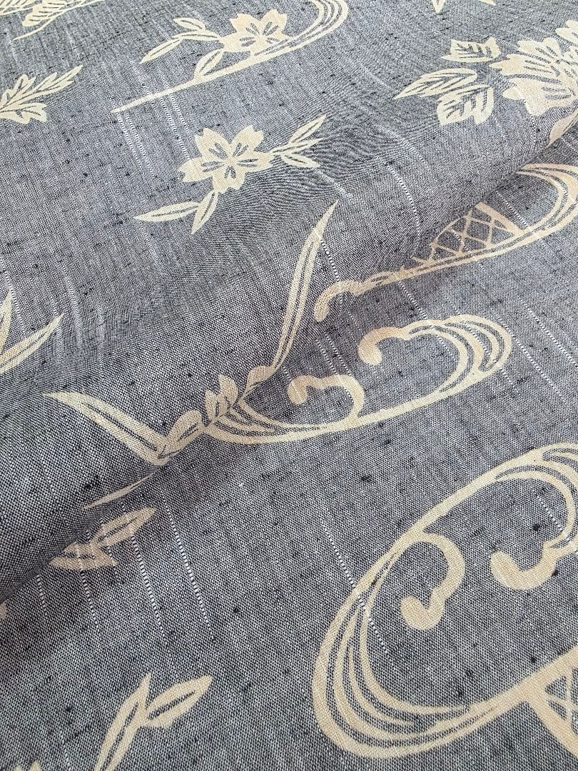 竺仙 新品 未使用品 浴衣 反物 本染 注染 型染 綿紬 グレー