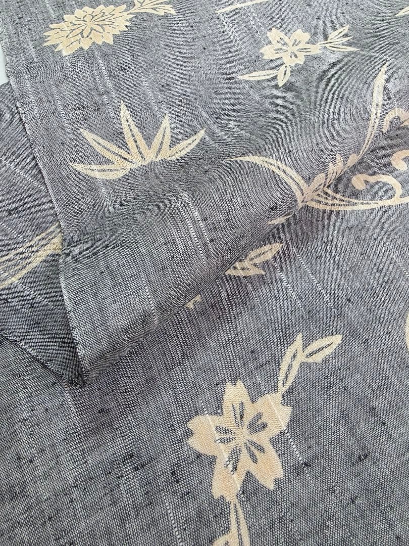 竺仙 新品 未使用品 浴衣 反物 本染 注染 型染 綿紬 グレー