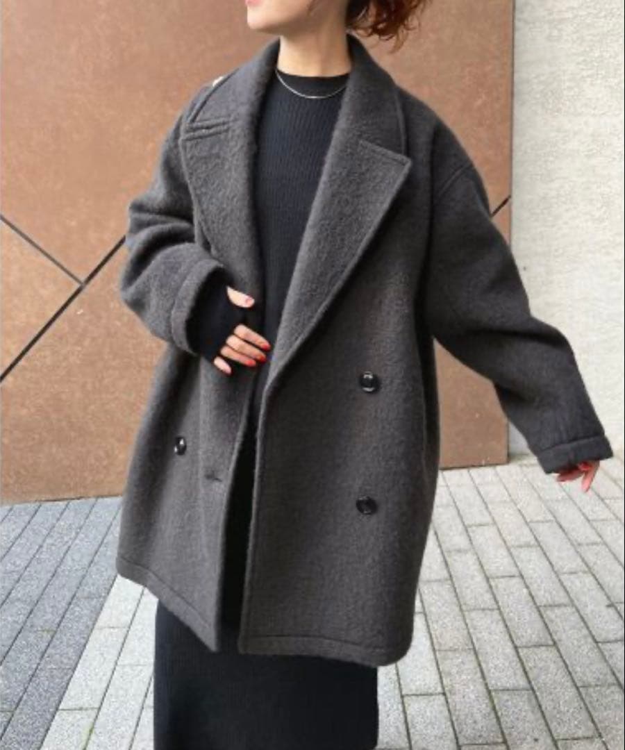 Spick & Span スピックアンドスパン ミドルシャギーコート グレー