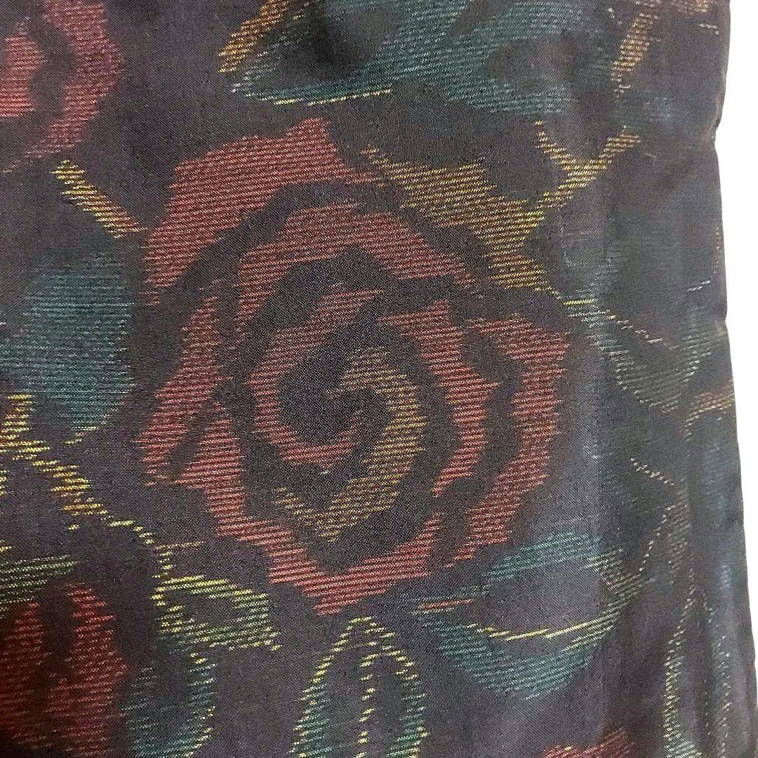 よこそ大島紬　薔薇柄　正絹　袷　バチ衿