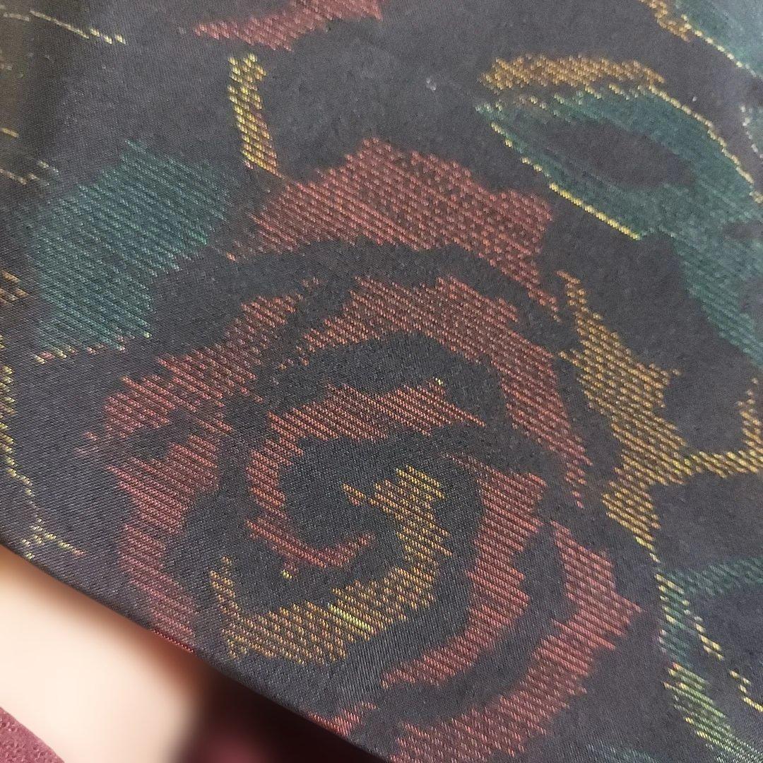 よこそ大島紬　薔薇柄　正絹　袷　バチ衿