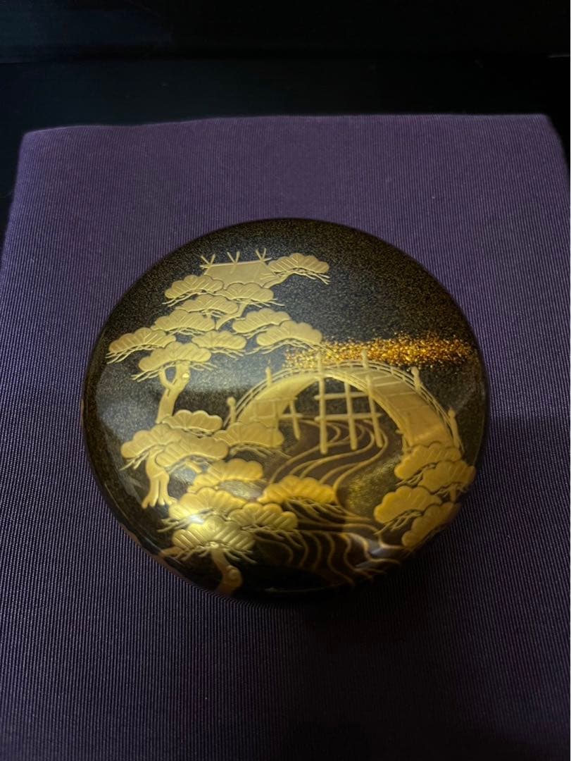 加賀蒔絵師　中村宗尹　住吉蒔絵　大棗