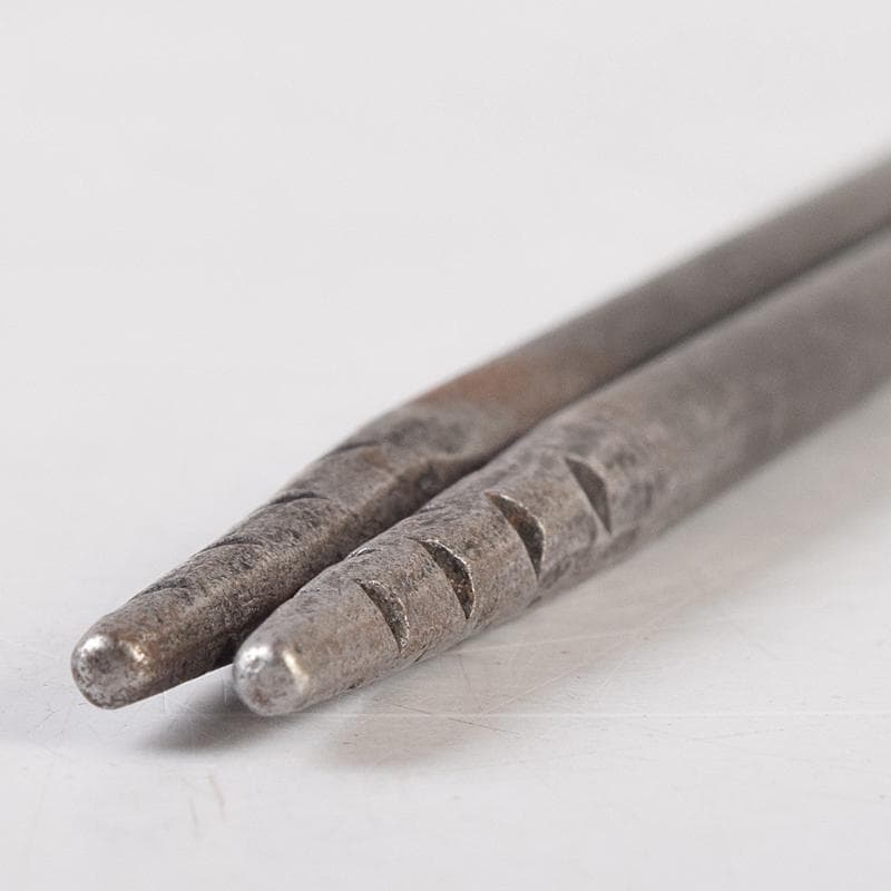 茶道具　金工師　木村清五郎造　古鉄　美津火箸　共箱　M　R9486