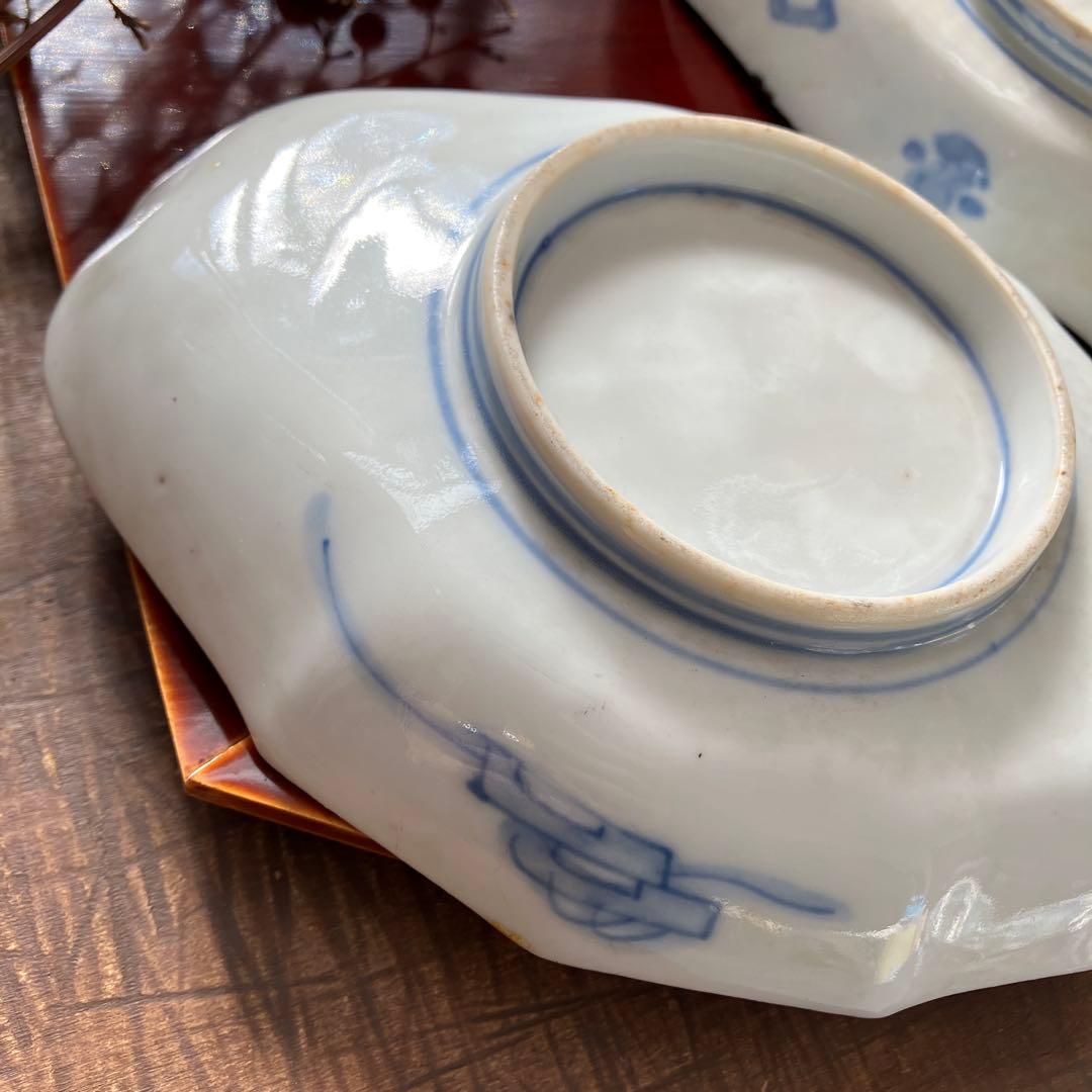 専用。アンティーク　和骨董　変形皿　菱形　蚤の市　金彩　八角形　２種　2枚セット