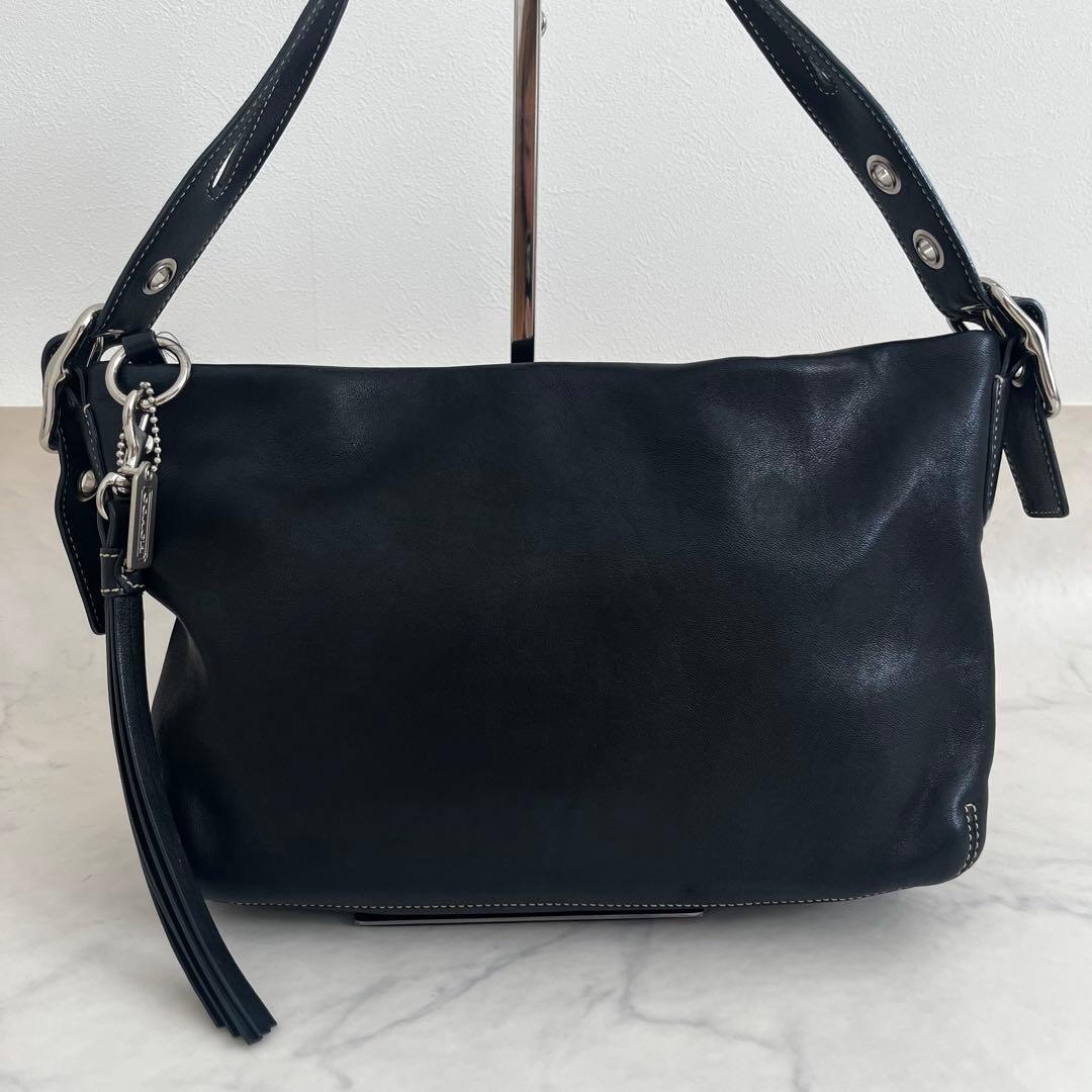 美品 コーチ レザー ワンショルダーバッグ ホーボー ブラック y2k オールド