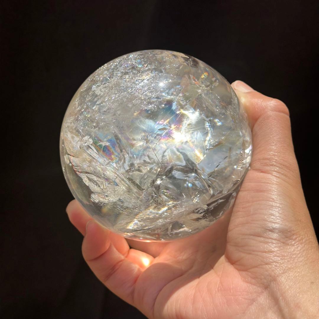 【アイリス スフィア】非加熱 虹入り 9cm 台座付き