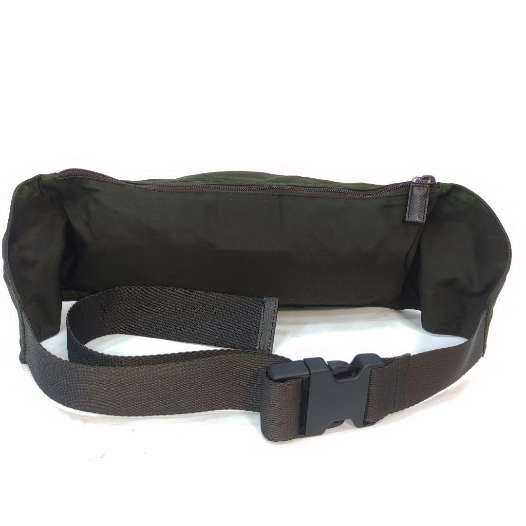 プラダ ボディバッグ ウエストポーチ ナイロン 三角ロゴ グリーン系