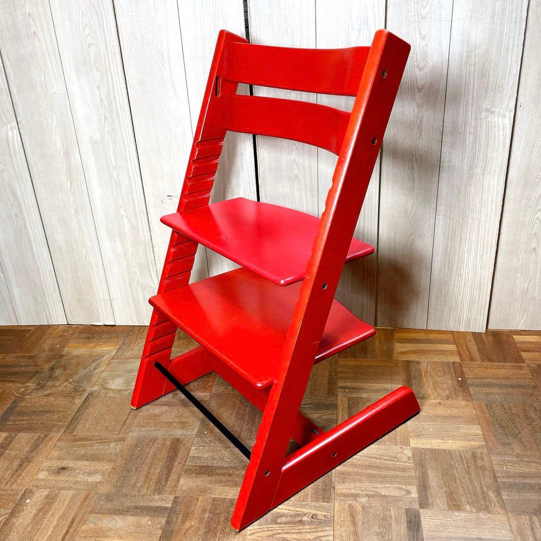 美品！北欧の名品！ストッケ　トリップトラップ　レッド　取扱説明書付き