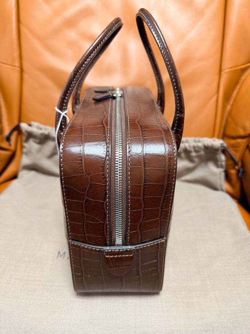 【新品未使用】MAISON CANAU ボックスボストンバッグＭ　ブラウン