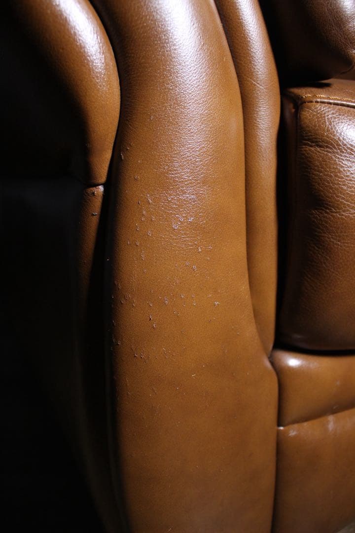 首都圏送無料〜LEATHER WORLD 本革張り シングルソファ　ヴィンテージ